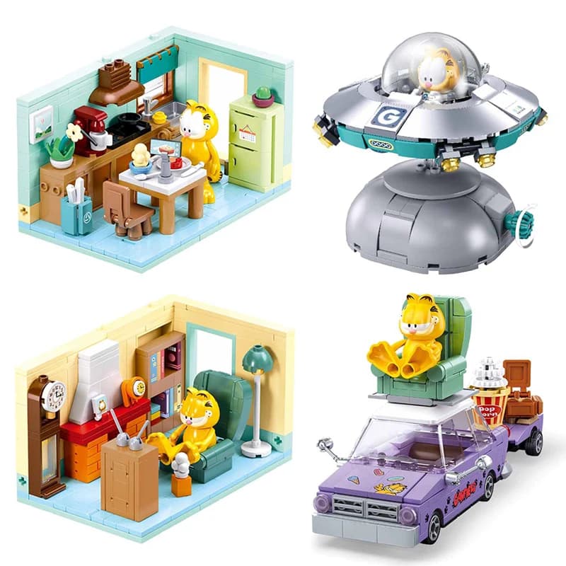 2024 SLUBAN The Garfield Show Building Blocks Modello TV classica Cartoon Anime Film Cat Dolls Set Mattoni Assemblare Giocattoli per bambini Regalo