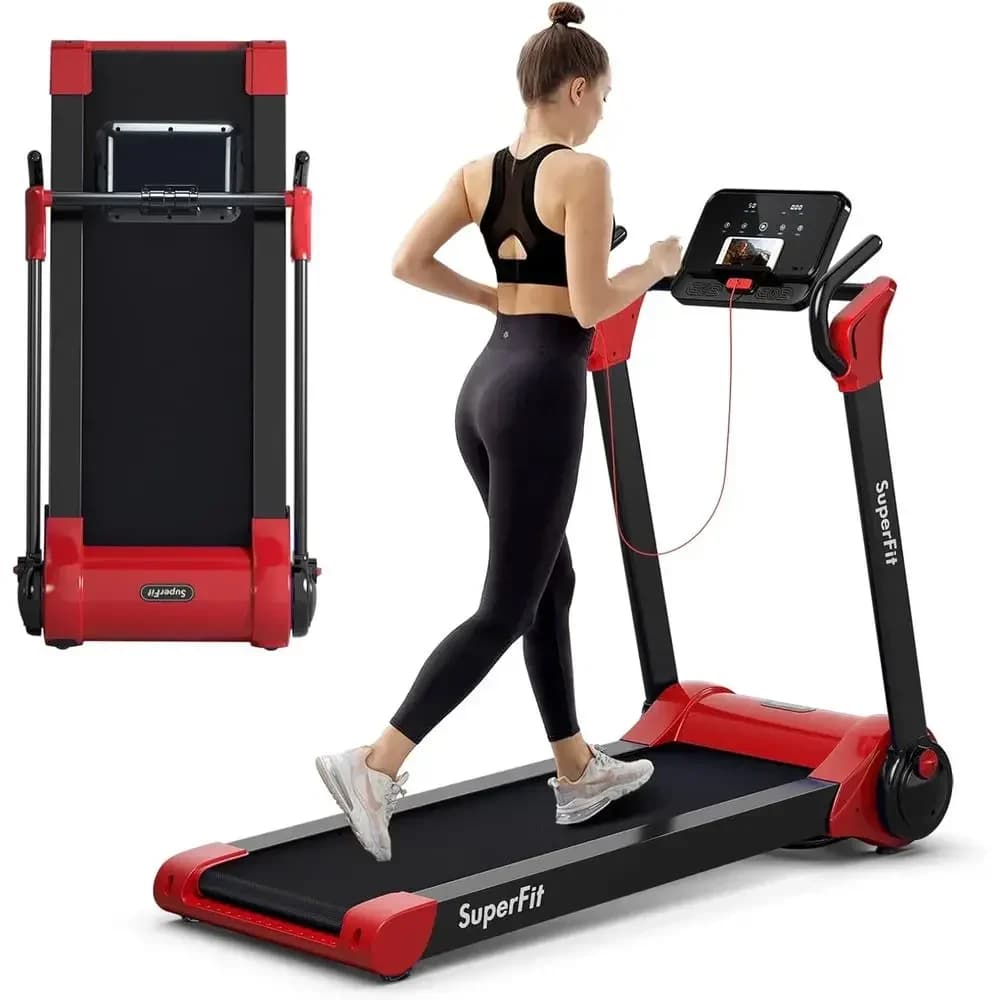Compact 2.25HP Treadmill with Electric Incline, LED Display, Bluetooth Speaker, and Device Holder for Home & Office Use