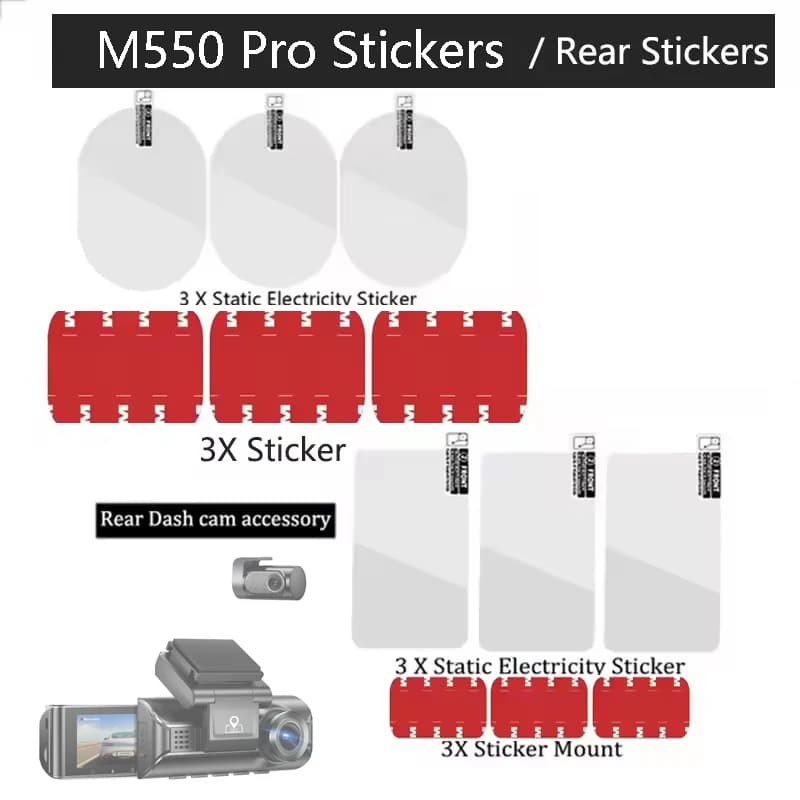 Adesivi statici AZDOME M550 Pro / M550 Max per telecamera posteriore AZDOME, 3 pezzi