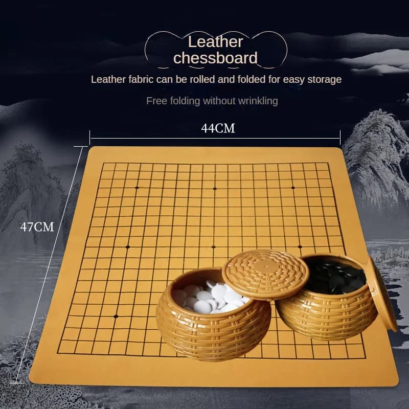 Gioco di Weiqi Portatile, Scacchiera Pieghevole in Pelle, Pezzi in Resina, Tavolo da Gioco Gomoku, Giochi da Tavolo per Intrattenimento Familiare