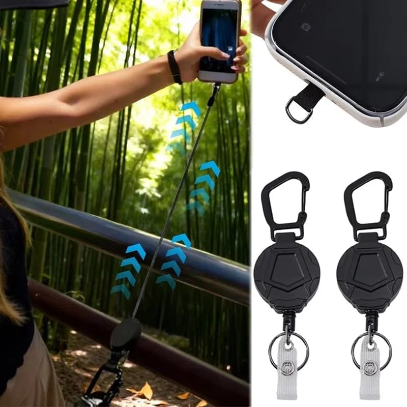 1-5Pcs Anti-theft EDC Keychain Stainless Retractable Outdoor Camping Rope Keyring Heavy Duty Carabiner Lanyard Key Chain Ring