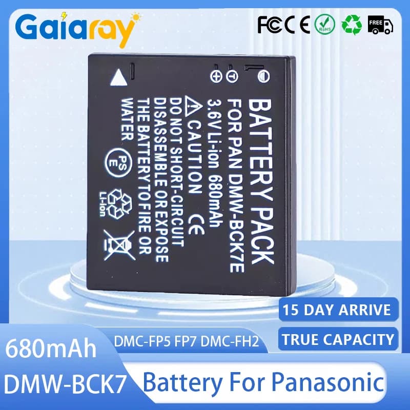 DMW-BCK7 DMW-BCK7E Batteria per fotocamera Batteria ricaricabile da 680 mAh per Panasonic DMW-BCK7PP NCA-YN101G Lumix DMC-FP5 DMC-FP7 DMC-FH5