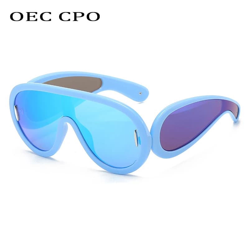 Occhiali da sole Punk oversize per uomo tendenze del marchio di lusso occhiali da sole con lenti monopezzo occhiali da sole femminili Y2k occhiali da sole donna UV400