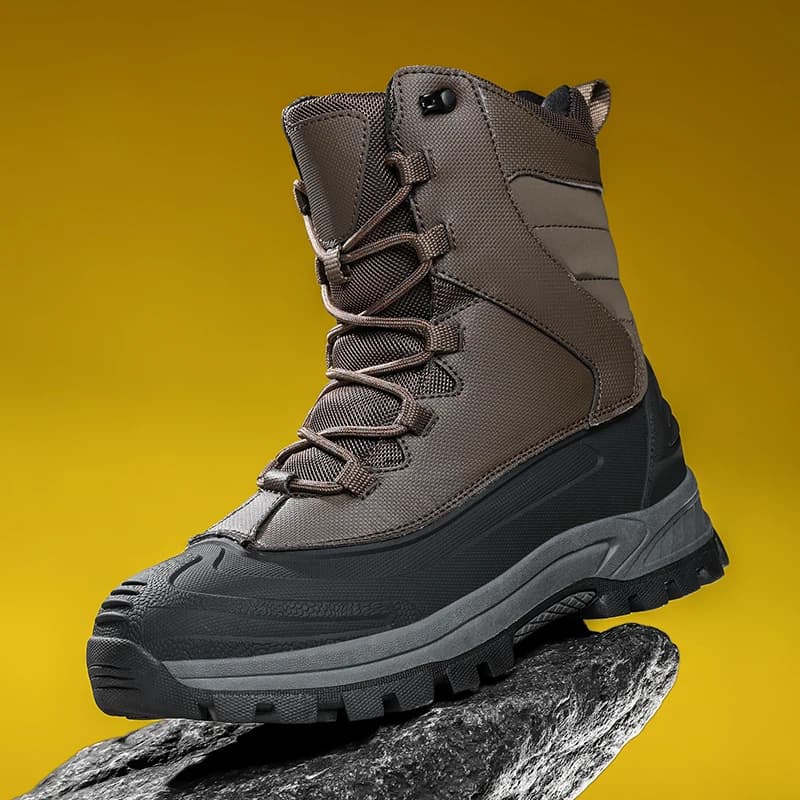 Scarpe da trekking calde antiscivolo da uomo Stivali da neve alti invernali con fodera in pile Scarpe in cotone resistenti al freddo impermeabili ispessite