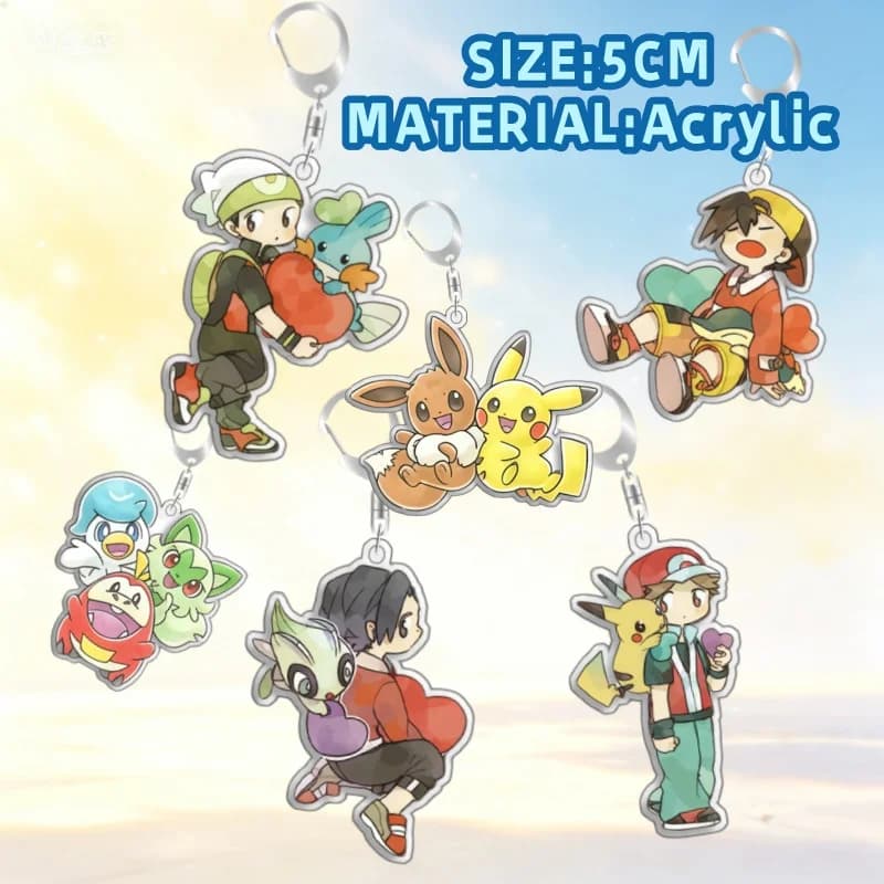 Keychain For Pokemon Brendan Ethan Celebi Acrylic Homemade Cartoon Anime Backpack Pendant Decoration Collection Fans Gift 5cm