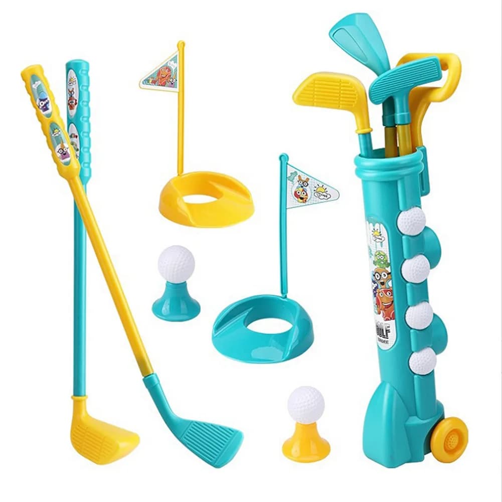 Game Outdoor Sports Golf Clubs Set Children Club Ball Green Hole Cup Group with Wheel Sports Fitness Toys Set