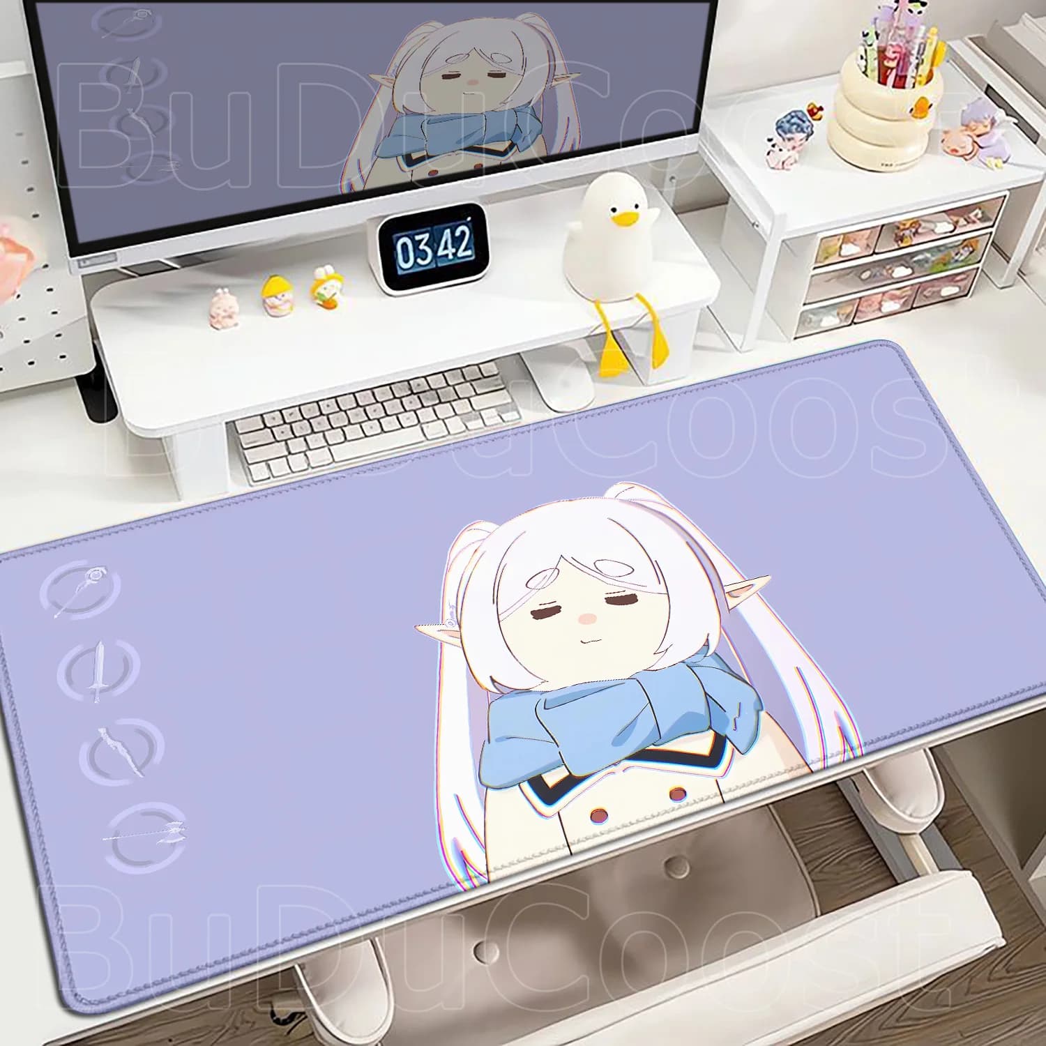 Tappetino per mouse Hot Anime Sousou No Frieren Beyond Journey's End Frieren, tappetino per mouse da gaming per laptop, tappetino per mouse personalizzato per PC, tappetino da scrivania XXL
