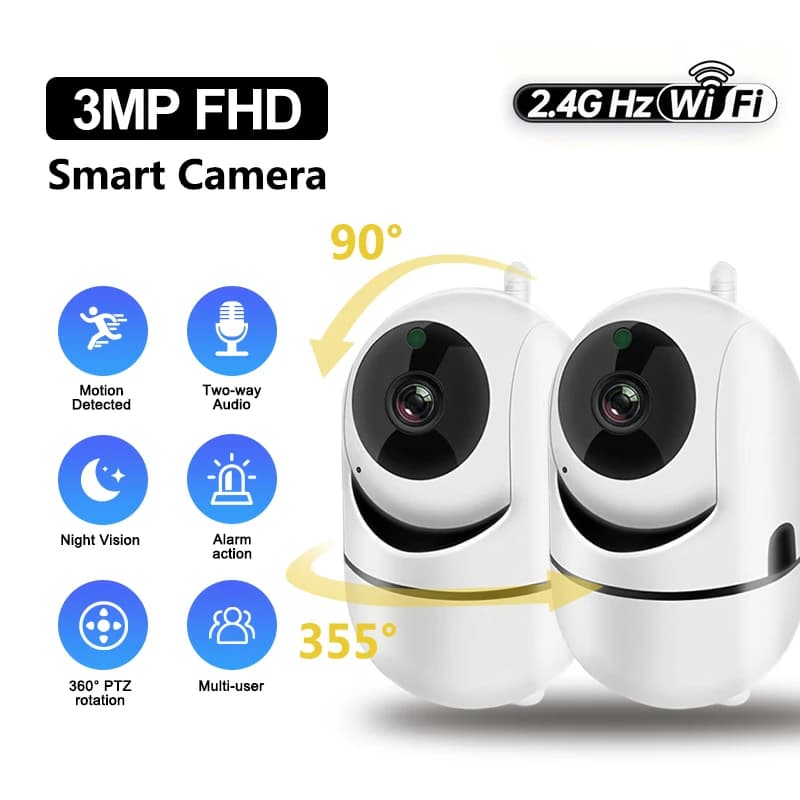 Telecamera IP WiFi Smart Home 3MP 1296P HD per interni con visione a 360° ° Monitor per Bambini Wireless con Visione Notturna e Audio Bidirezionale