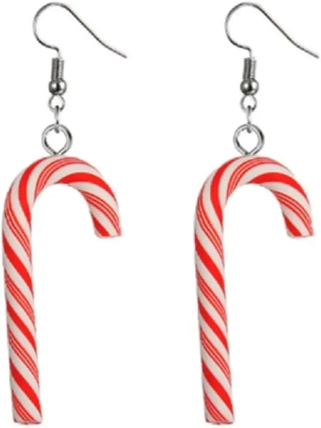 Orecchini Pendenti a Forma di Bastoncino di Zucchero Natalizio per Donne, Orecchini Arcobaleno a Goccia di Zucchero, Gioielli per Feste Natalizie e Capodanno