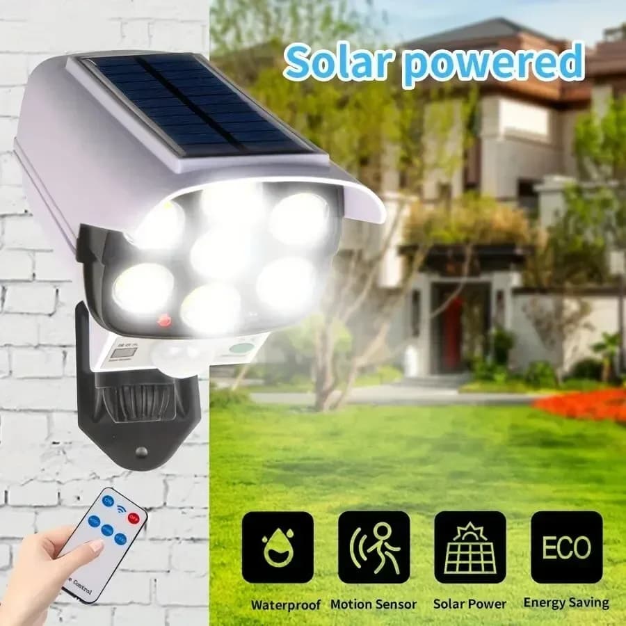 Outdoor Motion Sensor Solar Lights 77 LED Projector Waterproof Wireless Fabrication Waterproof CCTV Security Camera For Portico Garden Patio