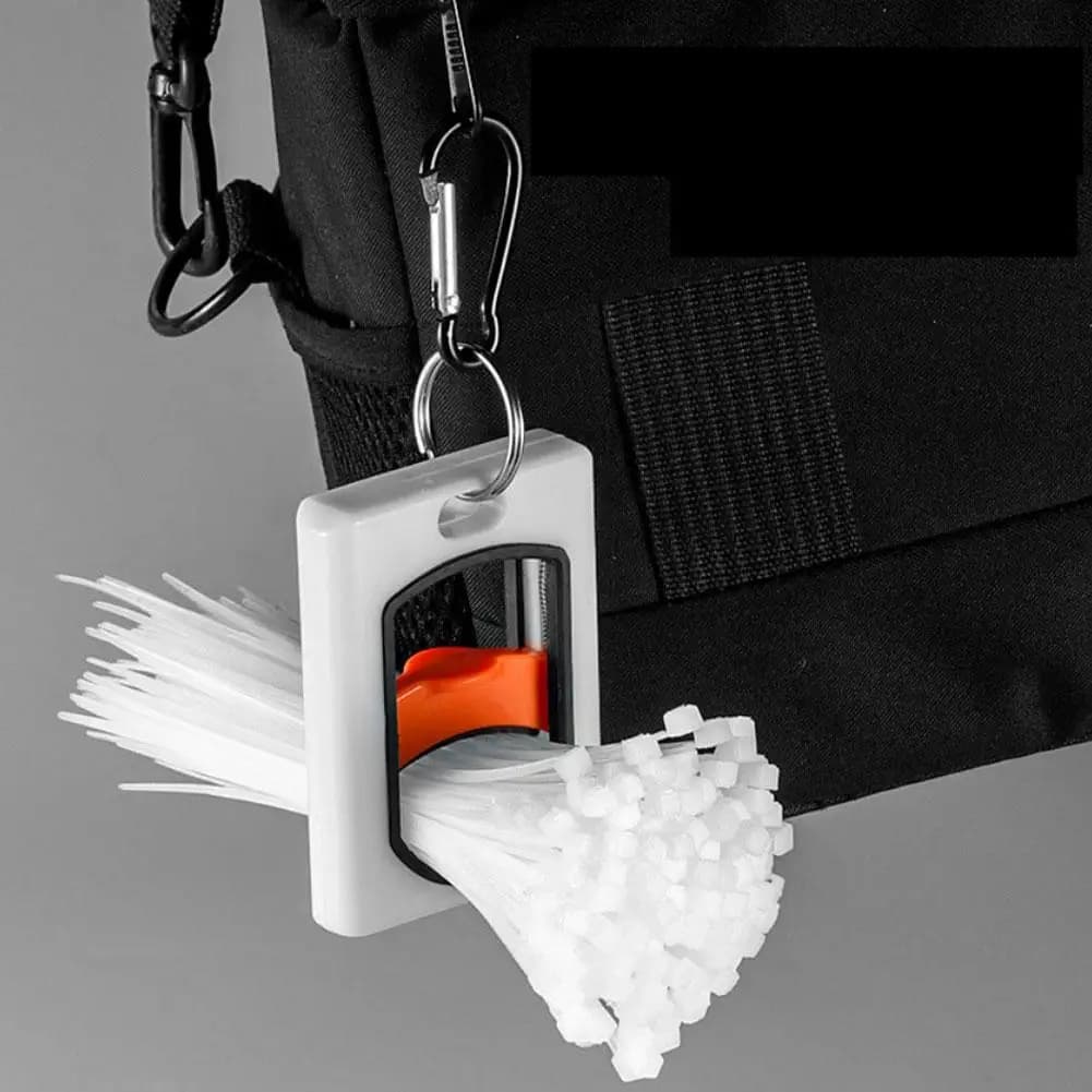 Organizzatore per fascette per cavi Dispenser fluorescente recentemente aggiornato Strumento portatile per riporre la cerniera con fibbia per alpinismo leggero antifurto
