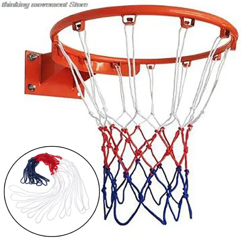 Rete da basket standard universale Cerchio in nylon Cerchio per portiere Filo spesso durevole Sostituzione della rete da basket a tre colori