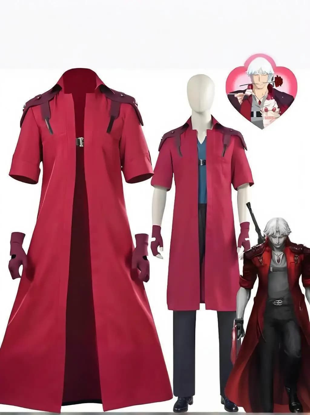 Dante cosplay uniforme costume adulto travestimento lungo guanti antivento costume cosplay set di Halloween