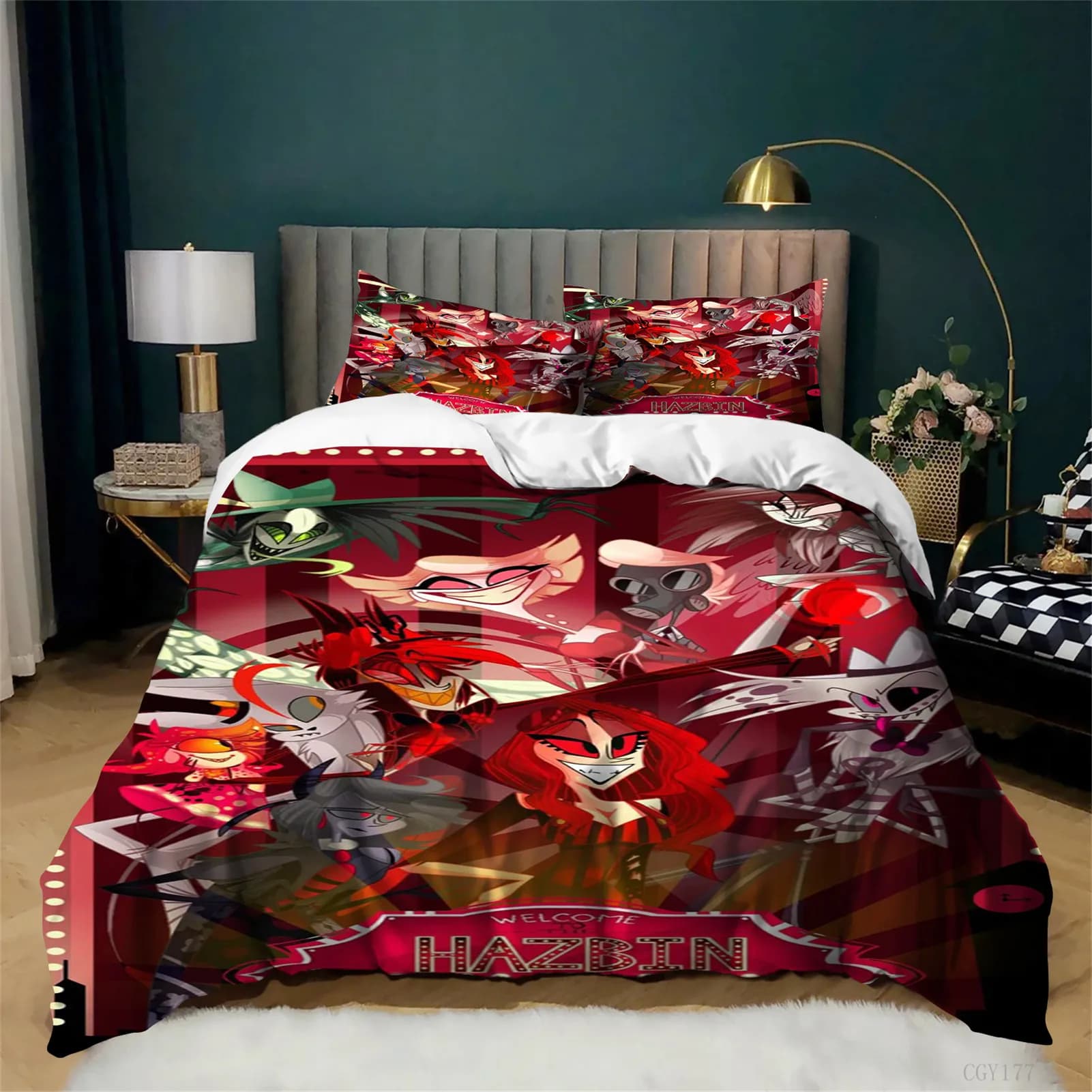 Set of bed linen with Hazbin Hotel graphics, ultra soft duvet cover set, light classic duvet cover, for all seasons, 3 pieces, for children and adults