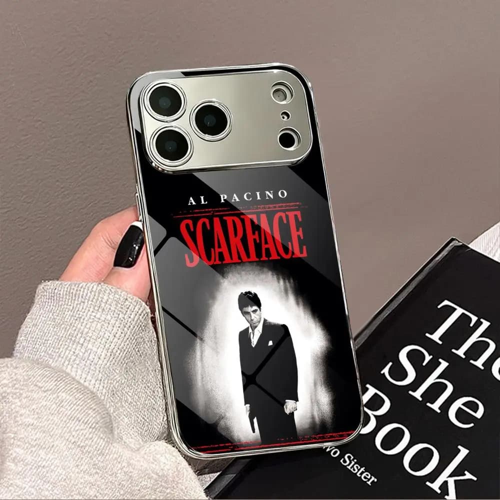 Custodia per telefono S-Scarface 1983 Film in metallo galvanizzato antiurto per iPhone 17 16 15 14 13 12 Pro Max Plus