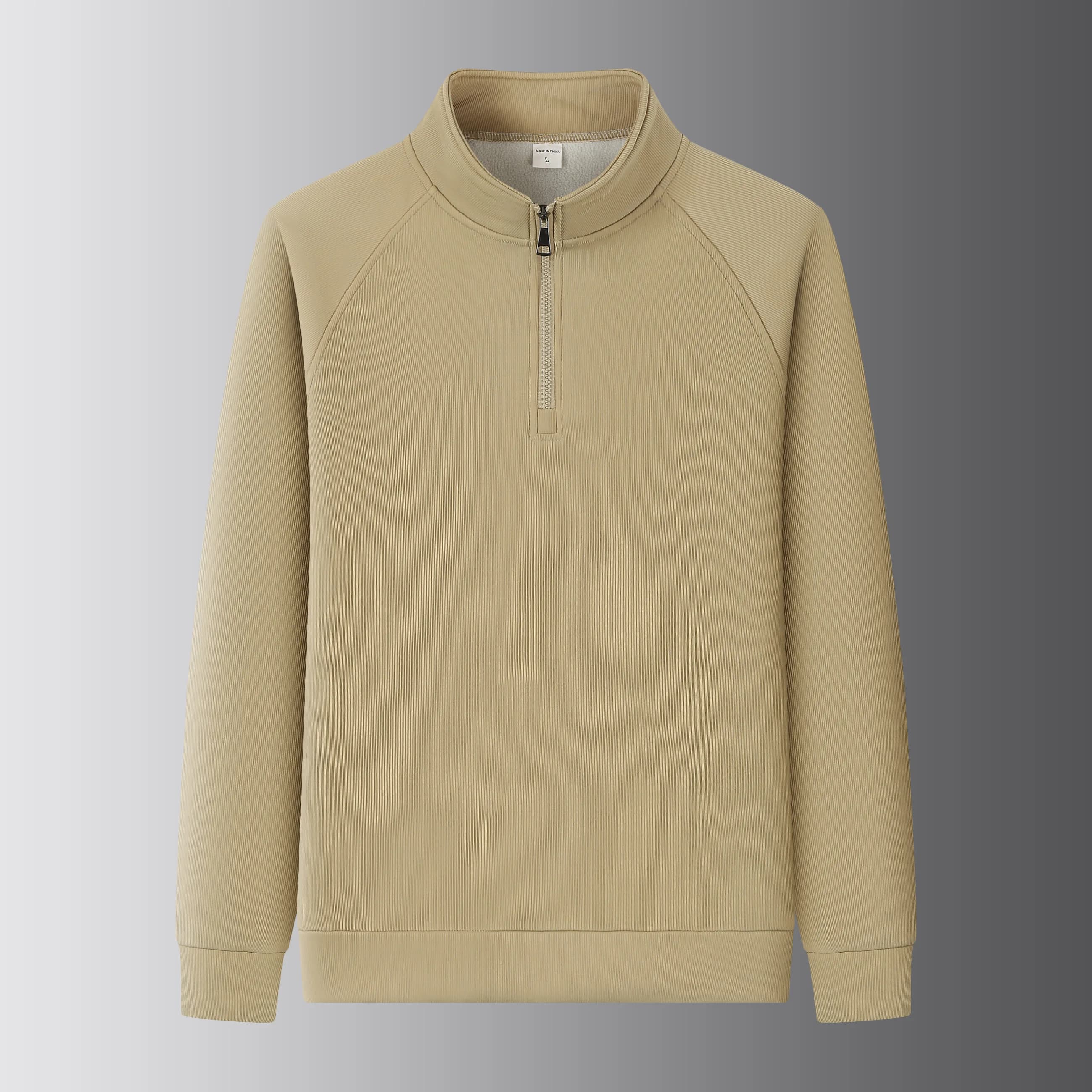 Men's Quarter Zip Pullover, Long Sleeve Mock Neck Half Zip Sweatshirt, Textured Raglan Sleeve Casual Golf Top