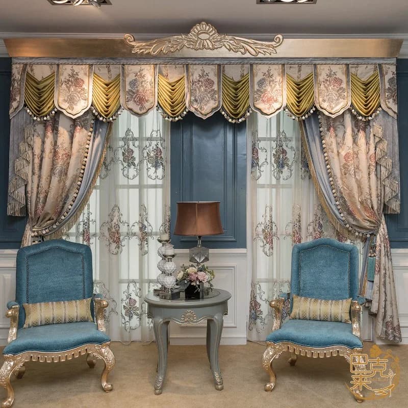 European-style large flower curtains, new living room luxury atmosphere court style luxury American blackout French high-end cur