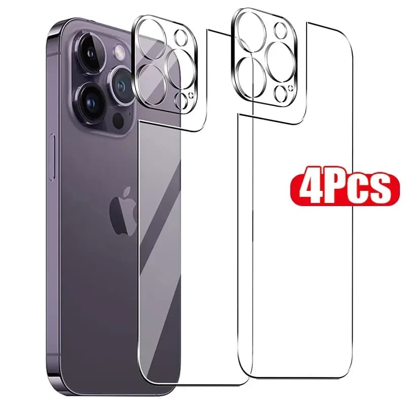 Custodia protettiva per schermo in vetro 4 in 1 per IPhone 16 15 14 13 11 Pro Max Plus 12 Mini 16E 16Pro 15Pro Accessori per cover posteriore