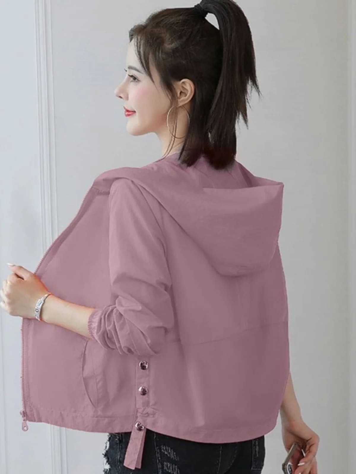Women's Short Sleeveless Hooded Sun Protection Outerwear Long Sleeve Thin Jacket Summer 2024 Korean Style Loose Versatile UV ...