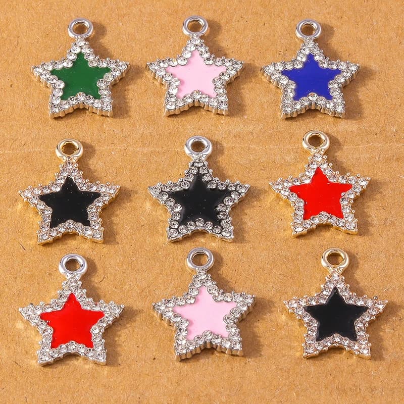 10 pcs 17*20mm Rhinestone Star Charms Pendant for Jewelry Making Earrings Necklace DIY Handmade Bracelet Accessories
