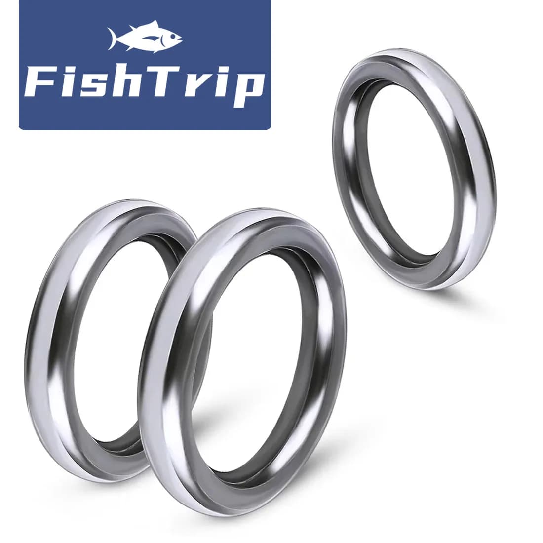 FishTrip Solid Rings Stainless Steel Fishing Pack 20~50 Seamless Esca Connector High Strength Resistant Fishing Terminal Equipment
