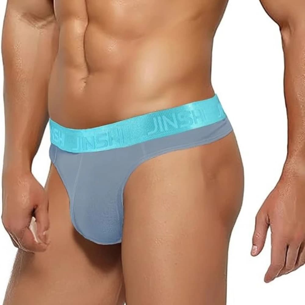 Jinshi Men's Intimo with T-Back in Breathable Bambooo Soft Low-Life bikini thong with T-Back