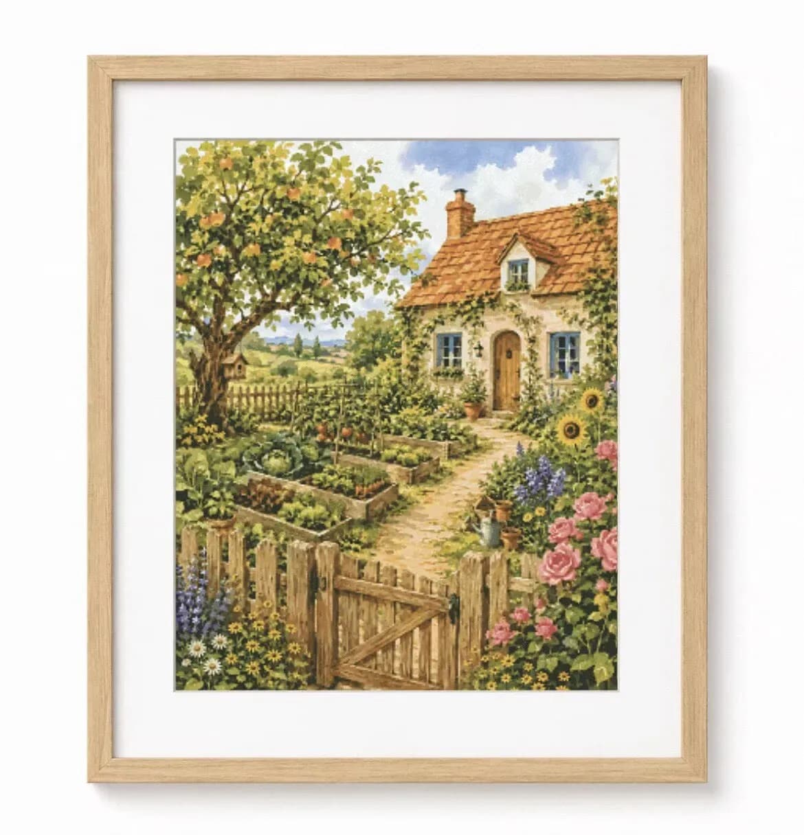ZZ8832-farmhouse courtyard 14CT 16CT 18CT Stamped Cross Stitch DIY Set Pattern Kit Needlework Embroidery 94 Colors
