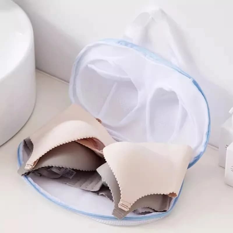 1 Pezzo Sacchetto per il lavaggio di reggiseni e biancheria intima, in rete, con cerniera, per lavanderia e conservazione (Bordo Blu)