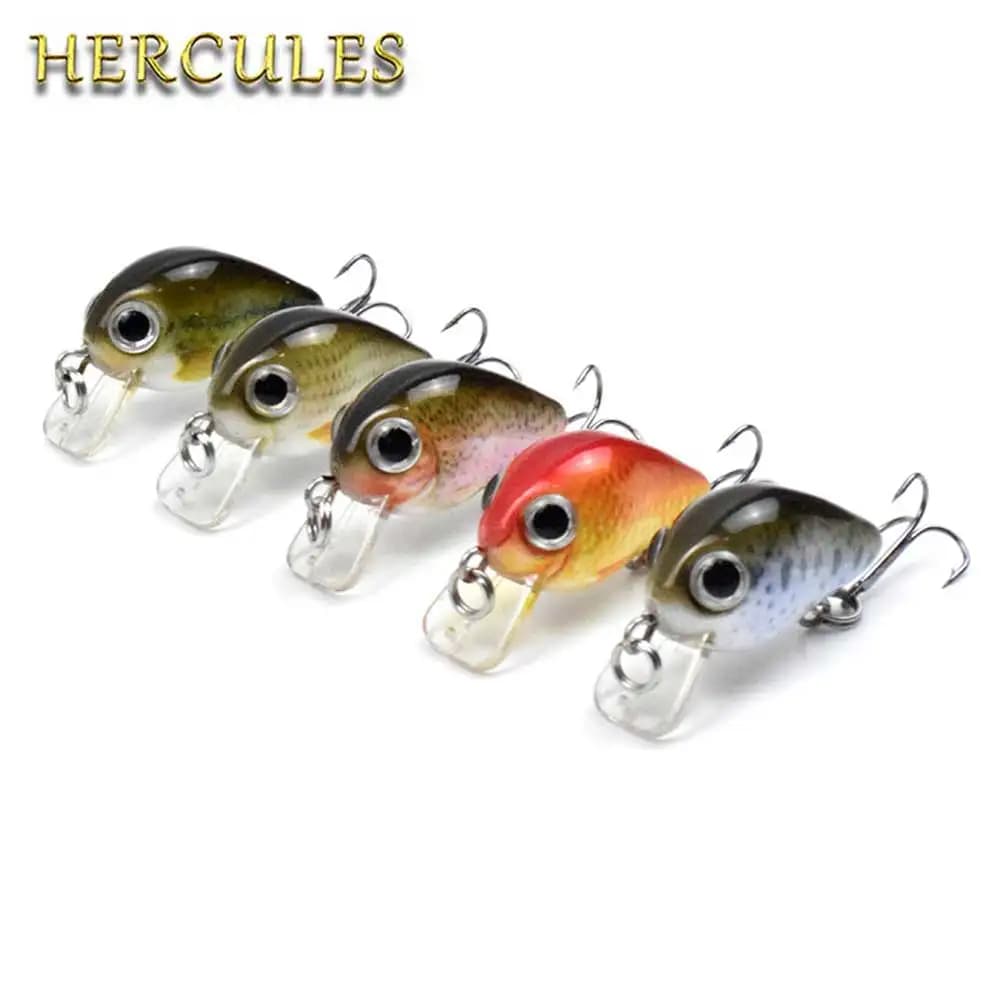 5 pcs/box 2.8cm/1.7g Mini Crankbaits Set Fishing baits Set Minnow Lure Hard Artificial Bait Set with Fishing Tackle Box HERCULES