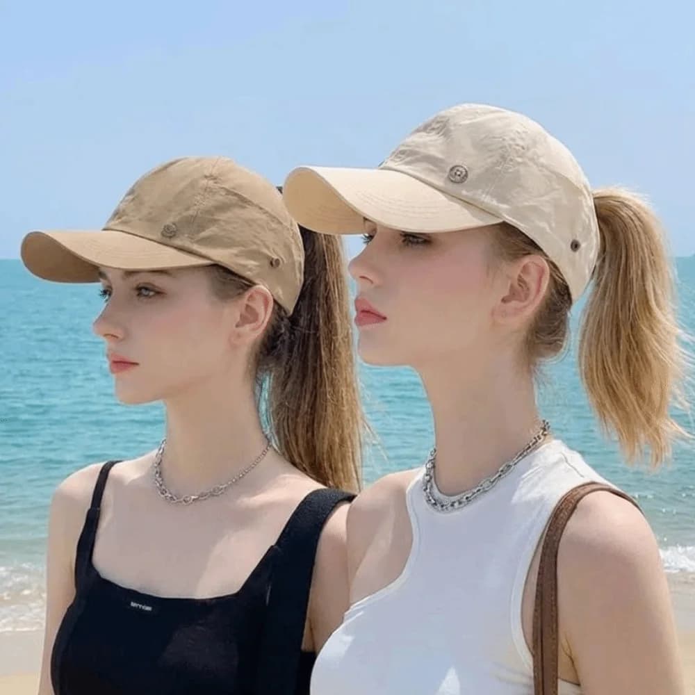 Cappello Visiera da Donna ad Asciugatura Rapida, Protezione UV, con Supporto per Mascherina, Leggero, Semplice, per Coda di Cavallo, Cappello da Sole per Sport all'Aperto