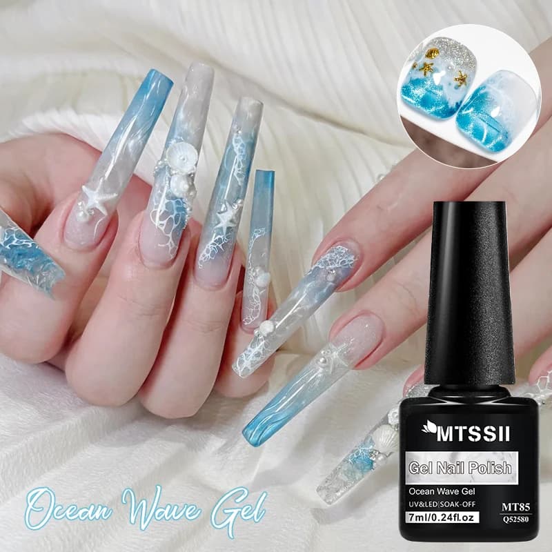 Gel per Unghie Dream Wave 7ml, Effetto Onde Oceaniche, Gel Magnetico Aurora Viola-Blu, Smalto Semipermanente UV, Accessori per Unghie