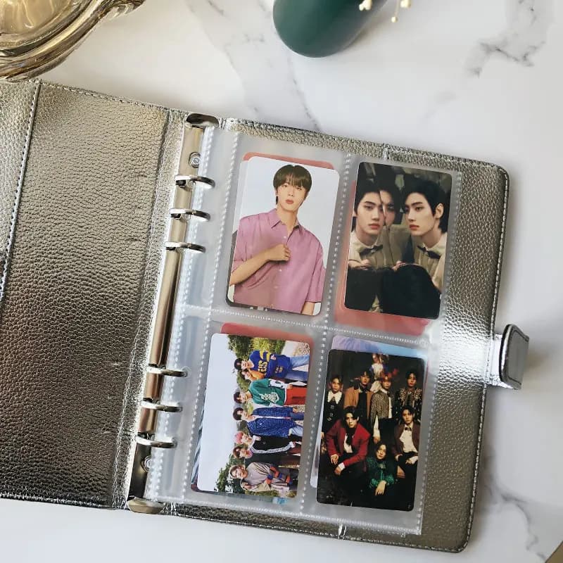 A5 Pu Leather Binder Photocards Holder Storage Collect Book Photo Organizer Journal Diary Agenda Planner Photo Album Stationery