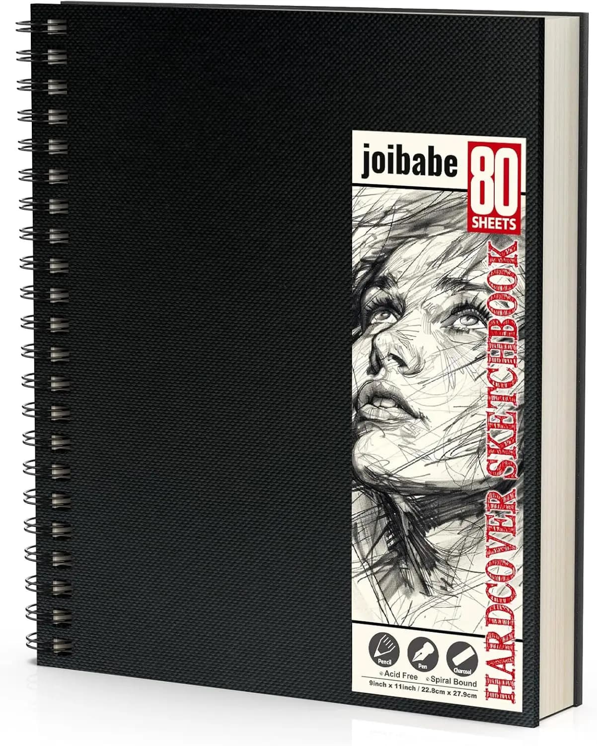9x11 Sketch Book, 80 Sheets, Hardbound Spiral Sketchpad for Drawing, Painting, Writing, Kids Adults