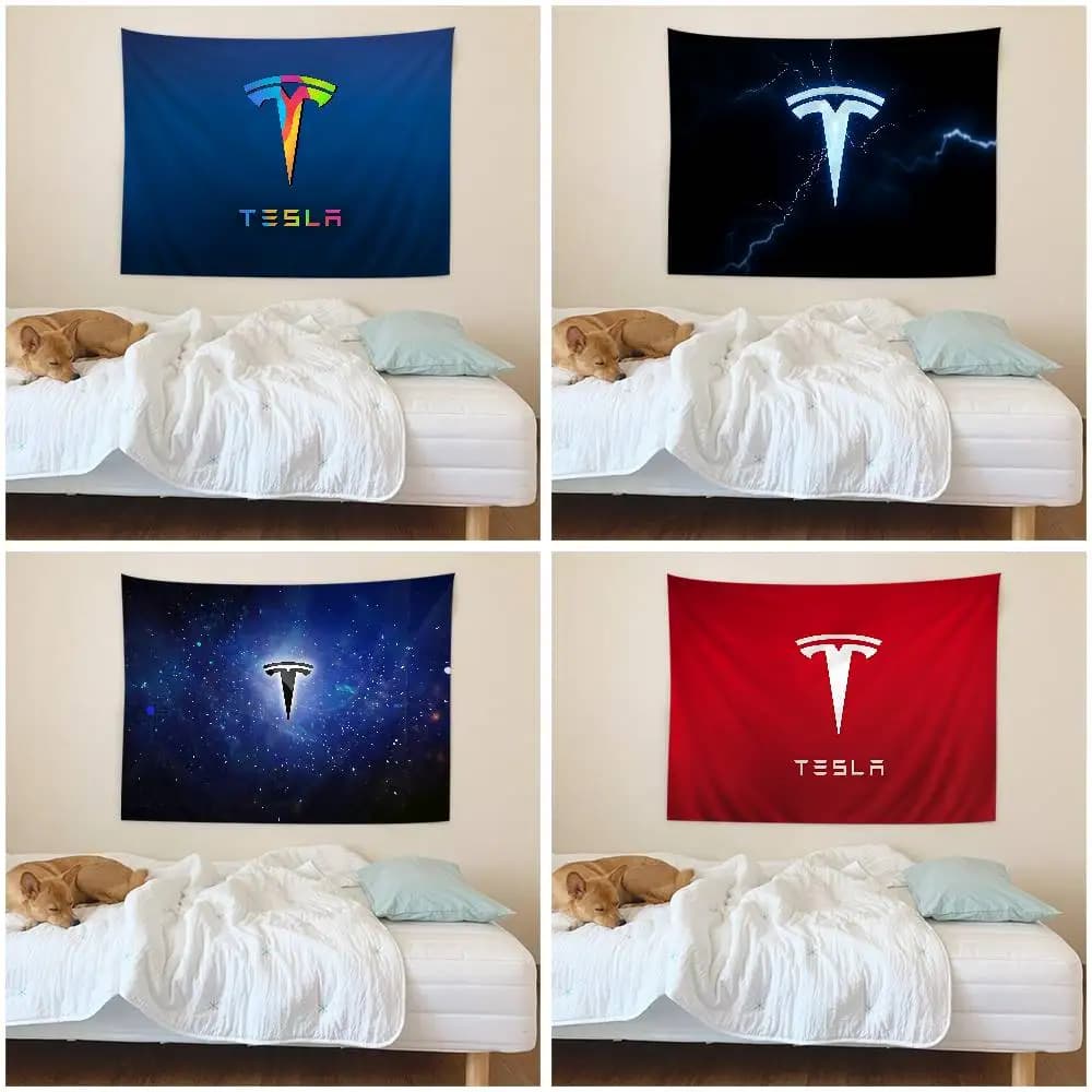 T-eslas-a LOGO Printed Large Wall Tapestry Indian Buddha Wall Decoration Witchcraft Bohemian Hippie Decor Blanket