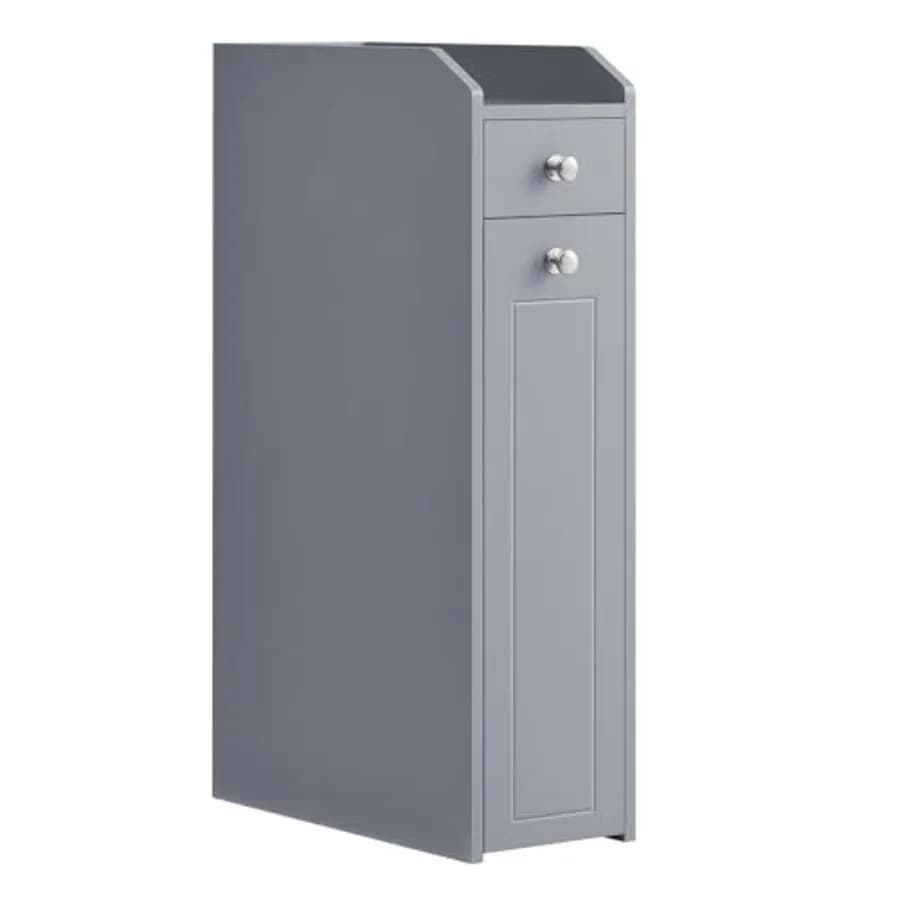 Mobiletto Salvaspazio Sottile con Cassetti Estraibili, Organizzatore per Bagno, Porta Carta Igienica Indipendente per Piccoli Spazi