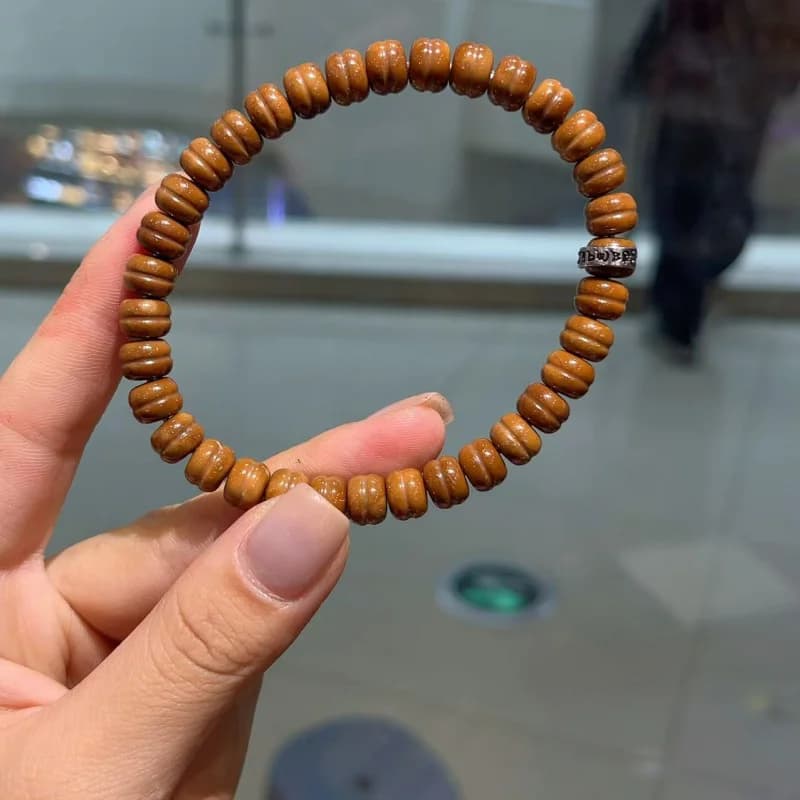 Bracciale per uomo e donna culturale alla moda con perline buddiste a cerchio singolo con perline di hamburger da cuoco premium