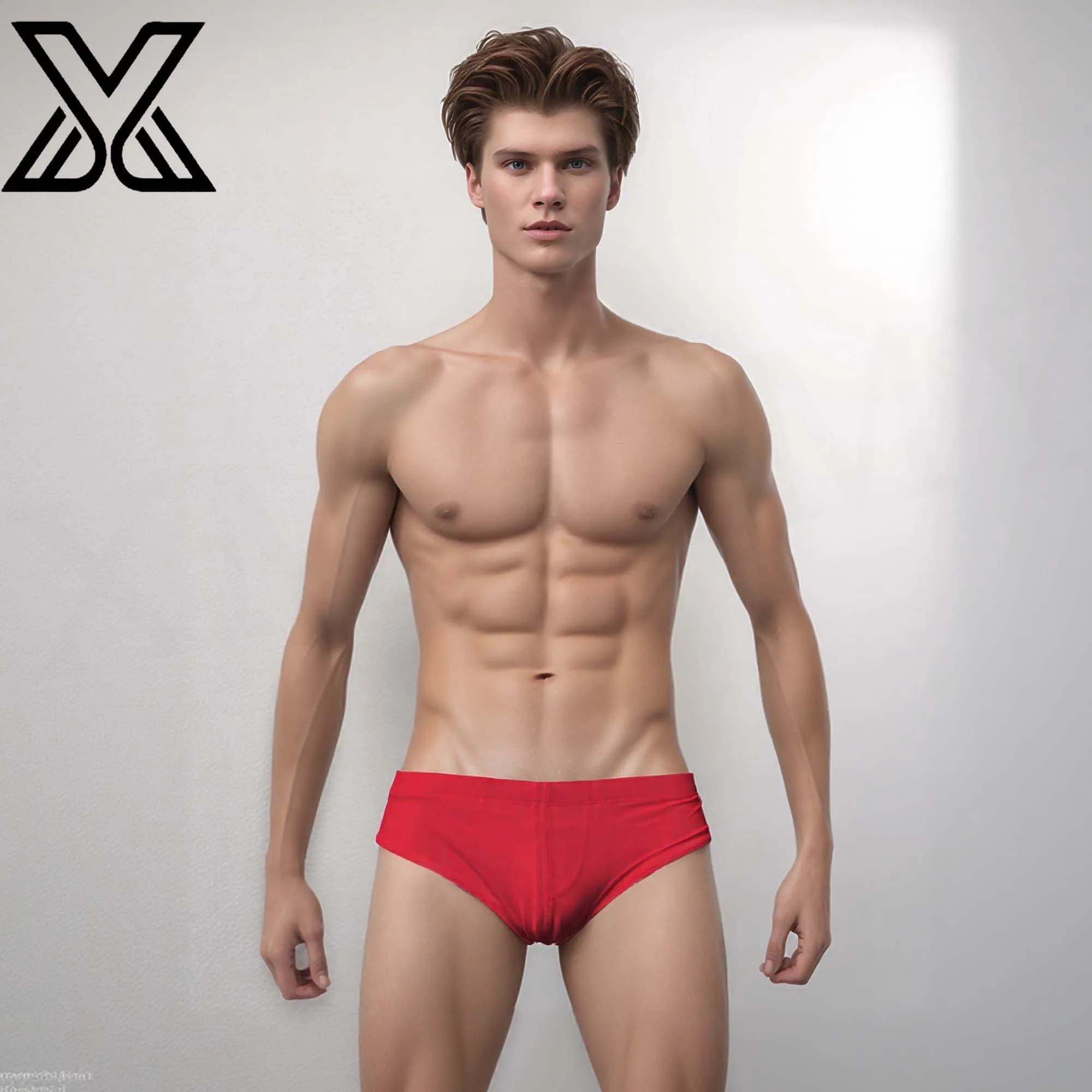 XMJXMY Men's Sexy Back Zip Triangle Swimsuit Solid Color Onsen Swimsuit Fashion Low-Waist Swimwear