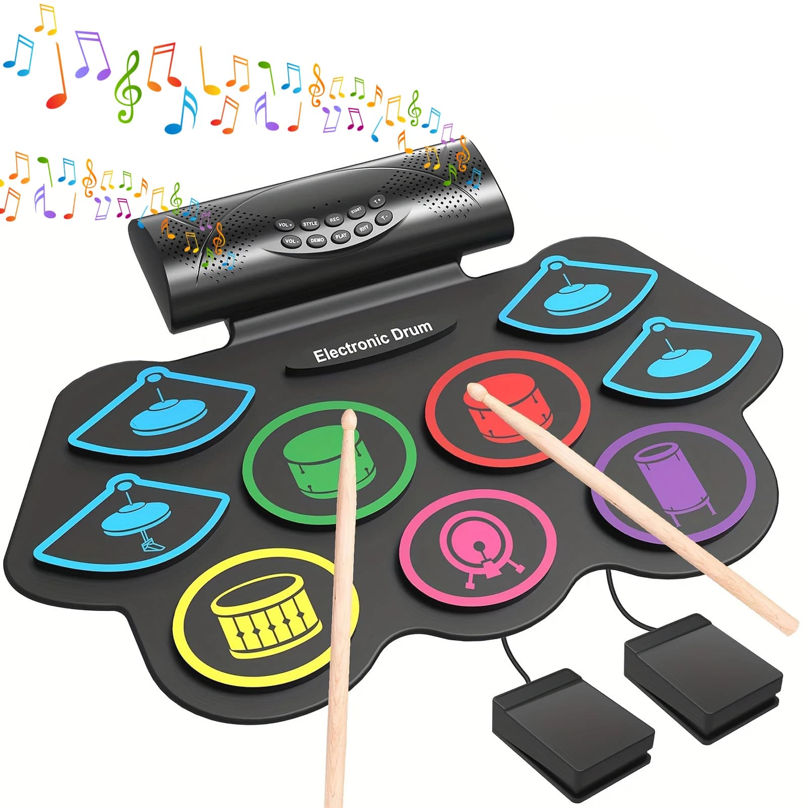 Set di batteria elettronica 10 conteggi batteria 7 toni Supporta DTX Gaming/BT Doppio altoparlante Kit di batteria per pratica portatile per regali di compleanno