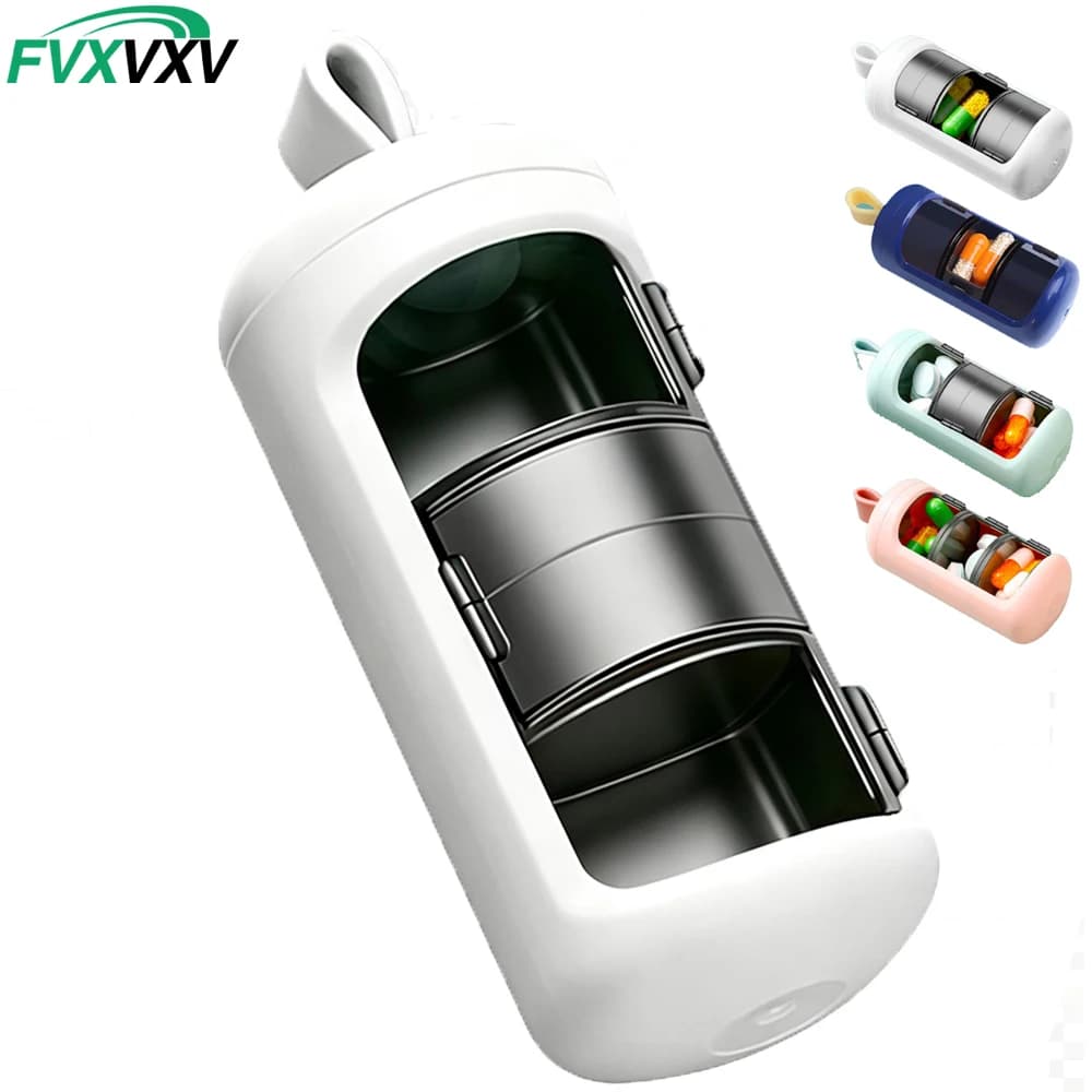 1PCS 3 Compartment Pill Organizer, Moisture Proof Portable Travel Case for Vitamins, Cod Liver Oil, Supplements & Medication