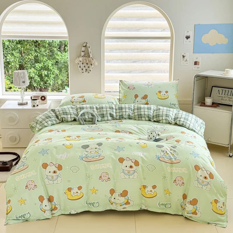 Set of printed bedding Happy Dog Colorful cover Federa Comfortable sheet Children's room gifts Model warm and bright