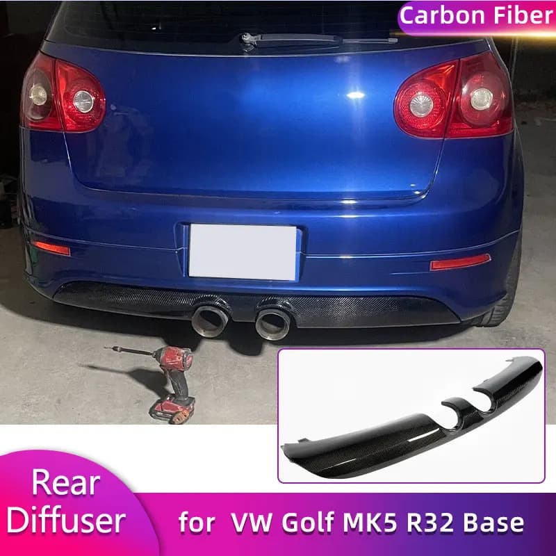 Diffusore Posteriore in Fibra di Carbonio per Volkswagen VW Golf MK5 R32 Base Hatchback 2 Porte 2005 2006 2007, Kit Carrozzeria