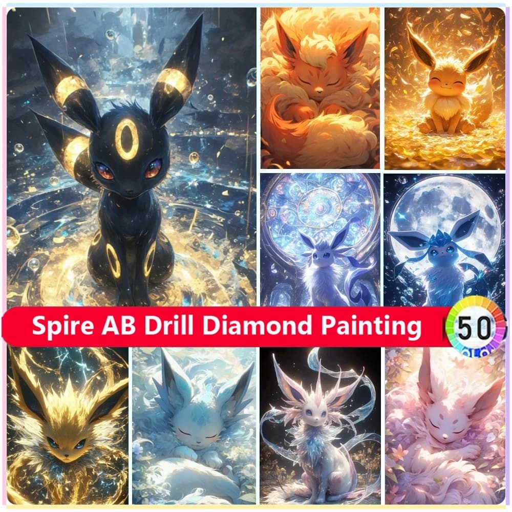 Anime giapponese Pokemon 5d Fai Da Te AB Kit di Pittura Diamante 2024 Vendita Pendenti e Ciondoli Eevee Arte Ricamo Mosaico Punto Croce Complementi Arredo Casa Regalo