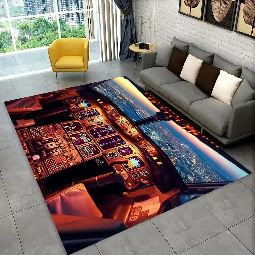 Tappeto da cabina per cabina di pilotaggio per controllo aereo da caccia per la casa, soggiorno, camera da letto, divano, zerbino, tappeto per area, tappetino antiscivolo