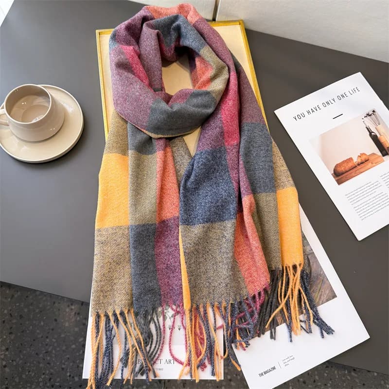 200 * 64 cm New Fashion Sciarpa di cashmere Caldo inverno Donna Plaid Designer Avvolge Scialli Fazzoletto da collo Pashmina Foulard Coperta
