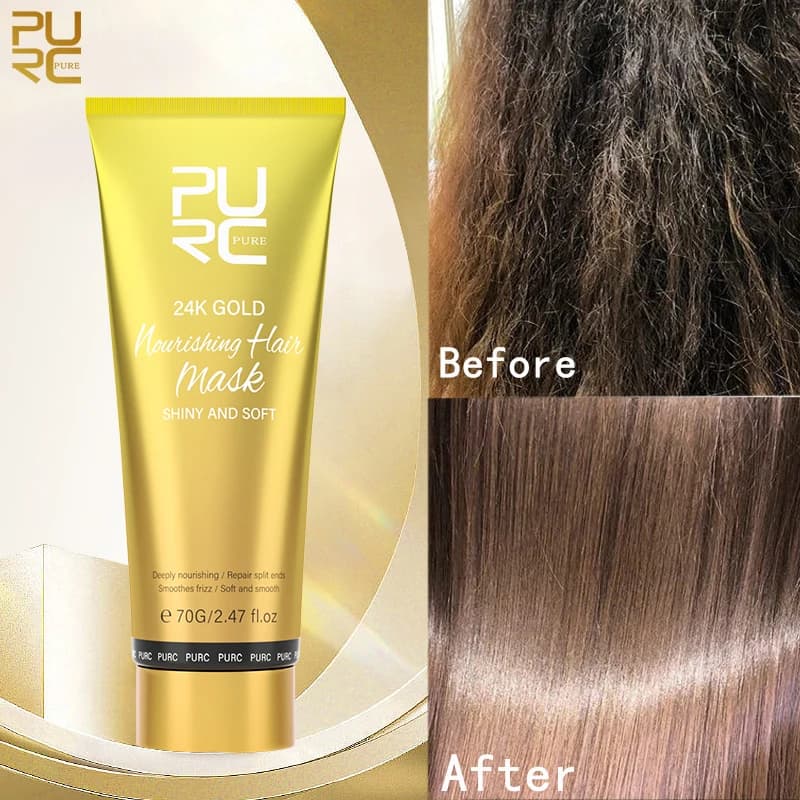 PURC 24K Oro Maschera per capelli Ripara i danni e la cheratina secca e friata Levigante Crema per capelli lisciante Trattamenti per capelli Maschera Cura dei capelli