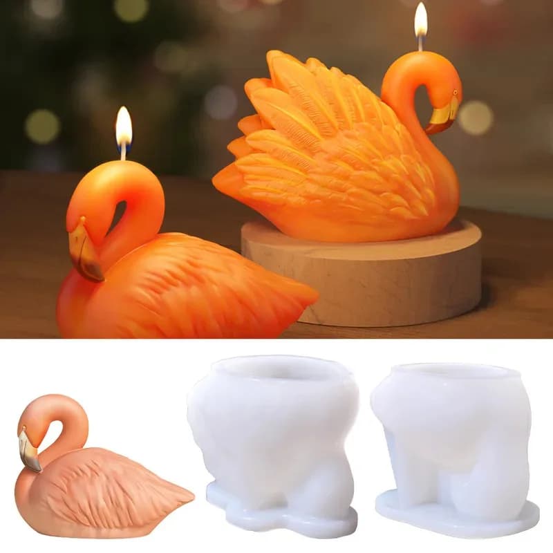 Stampo fenicottero per candela Stampo in silicone per uccelli fai-da-te Aromaterapia Stampi in resina di gesso a forma di animale Ornamento per la casa