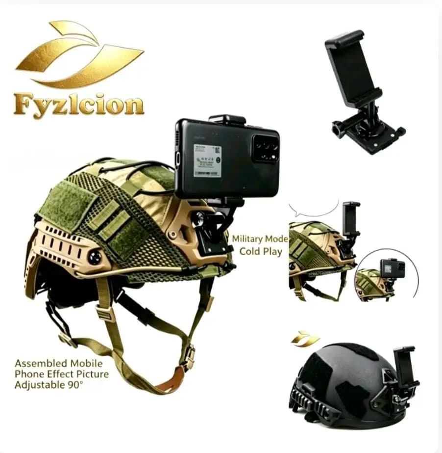Fyzlcion 360 Adjustable Helmet Mobile Phone Holder Quick Install Rail Mount Base Bracket for FAST MICH Helmet & Action Camera