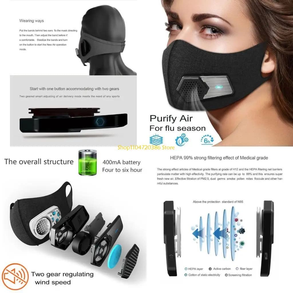 K0EA Maschera purificatrice elettrica per maschera antipolvere intelligente Filtro antinquinamento PM2.5