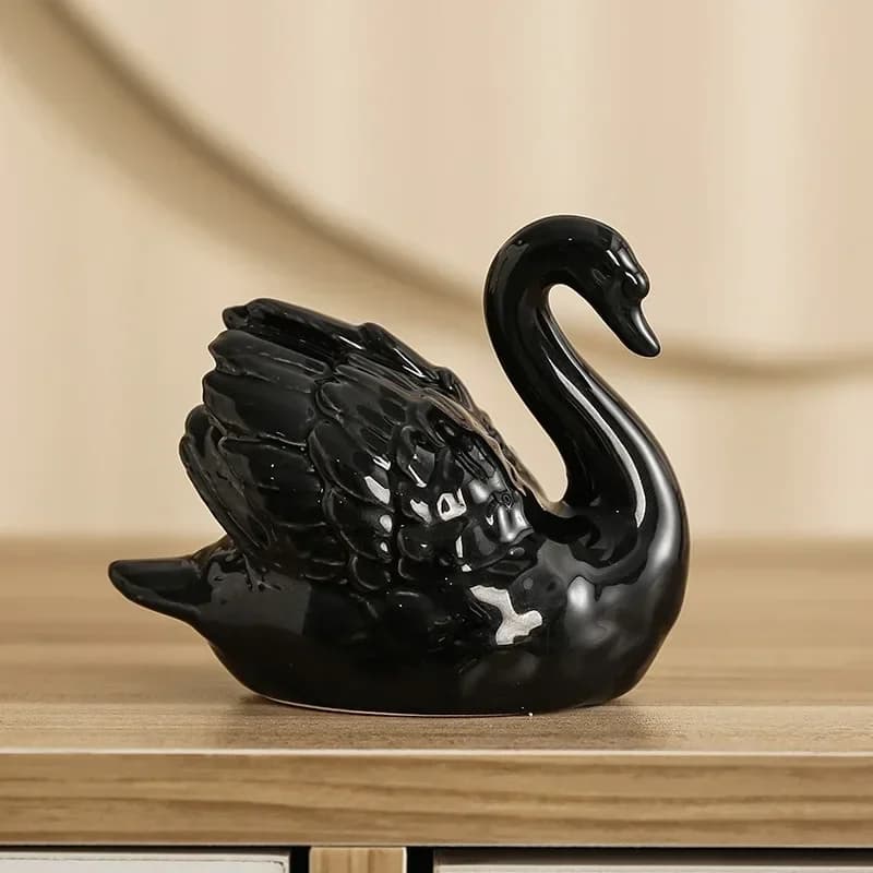 Coppia cigno gioielli in ceramica creativo in bianco e nero soggiorno studio animale bonsai decorazione morbida fai da te accessori per la casa