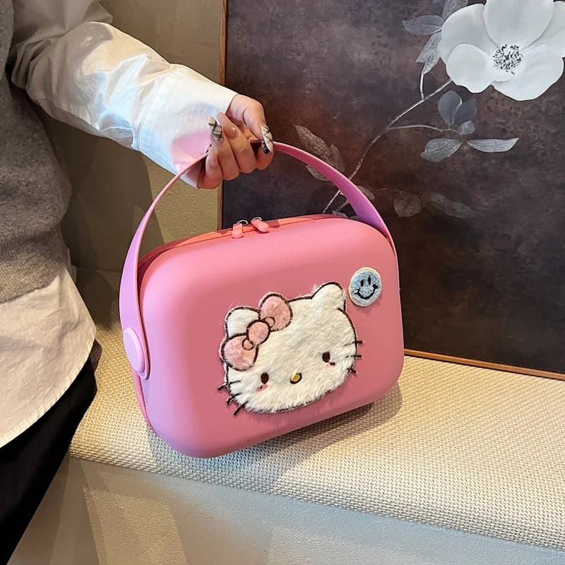 Borsa per cosmetici Sanrio HelloKitty Cartone animato portatile Nuova borsa per il trucco Moda Go Out Ins Box Borsa per riporre oggetti Anime Kawaii Regalo per ragazza